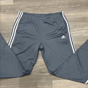 Adidas Gray Track Pants with White Stripes